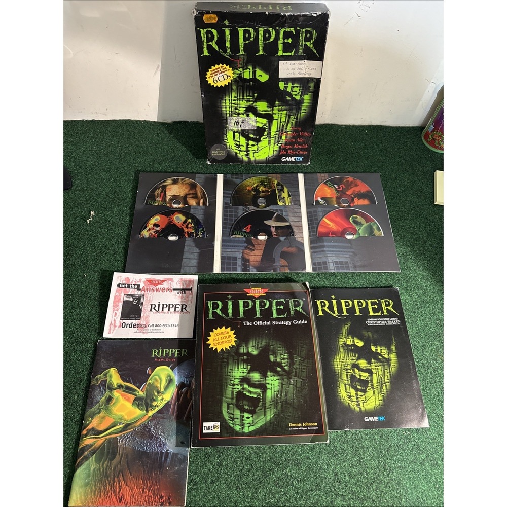 Ripper 6-DISC PC Game w/ Rare Strategy Guide Complete CD-ROM Win95 Big Box 1996